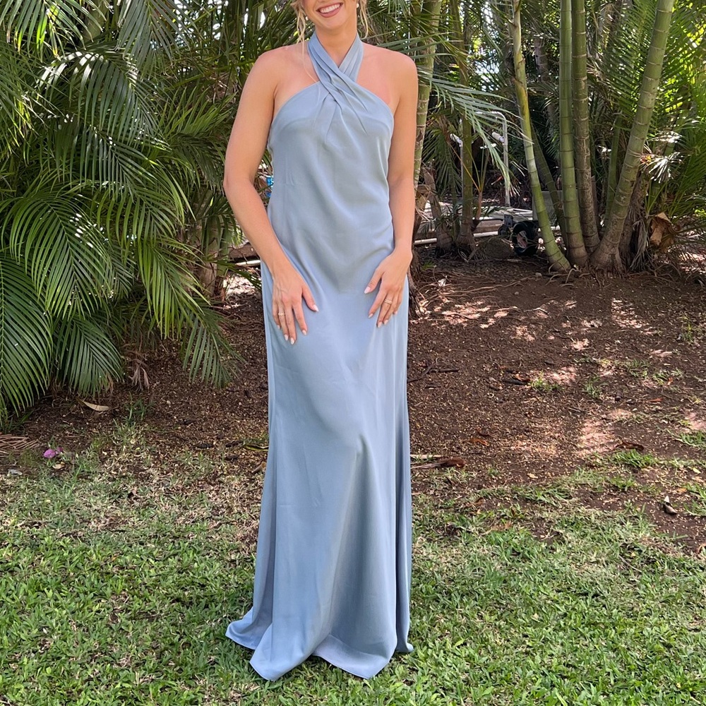 Bhldn Ruby Twist Halter Satin Gown - image 1